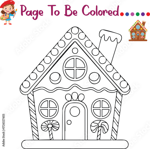 Gingerbread House Coloring Page for Kids – Christmas Activity Sheet