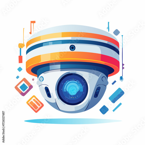 Futuristic smart security camera for advanced digital monitoring, offering modern surveillance technology and connected peace of mind