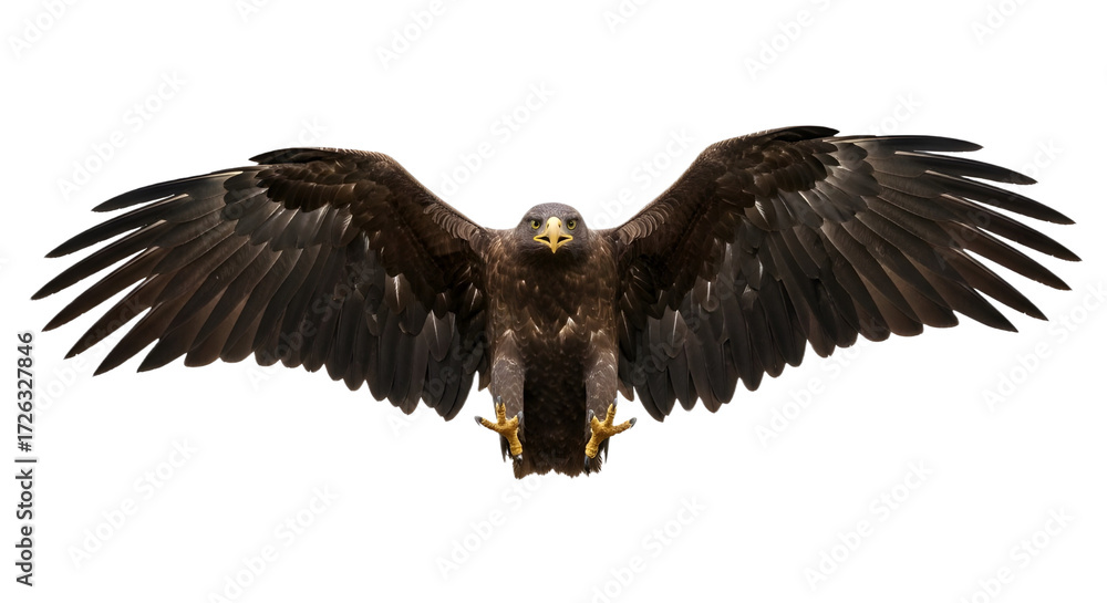 Fototapeta premium Golden eagle with outstretched wings isolated PNG with Transparent Background