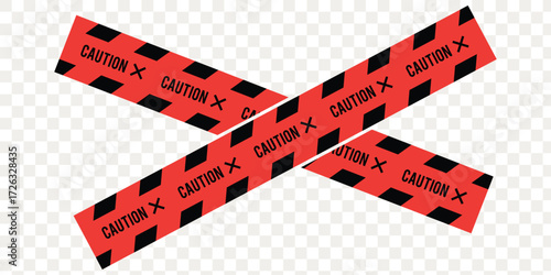 Warning vector ribbons. Attention sign, warning sign, caution sign, danger sign. Exclamation mark. Diagonal striped caution tape vector illustration for construction barriers, crime scene borders.