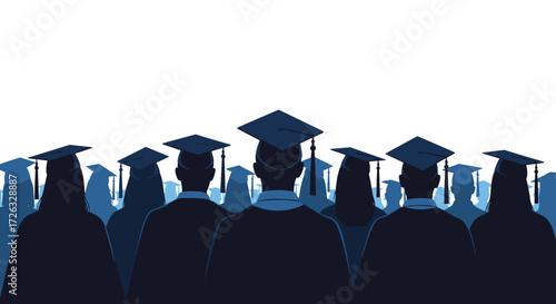 A diverse group of graduates in academic regalia stands together celebrating their educational achievements.