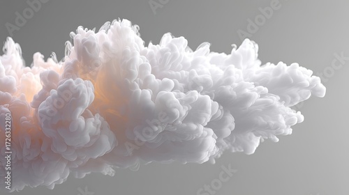 Abstract White Wispy Smoke Clouds on Soft Gray Gradient Background with Cinematic Lighting and Ultra Fine Texture Details