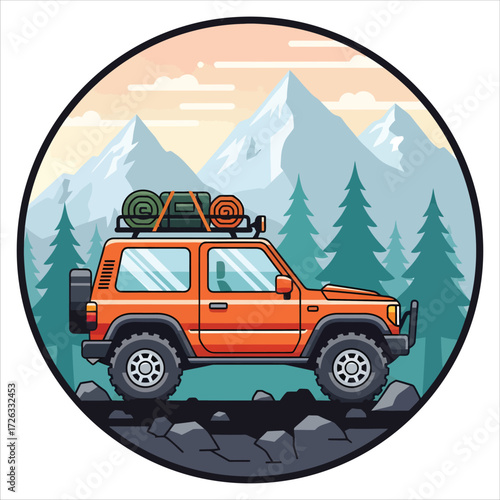 Rugged 4x4 with camping rolls