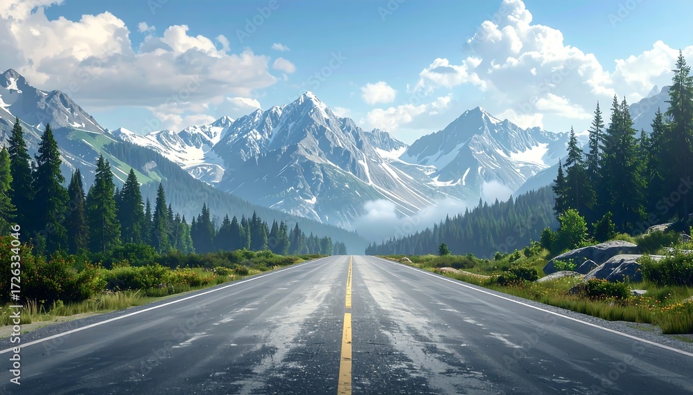 Fototapeta premium Mountain road under a bright sky