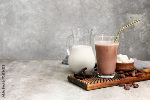 Glass of sweet chocolate mi...