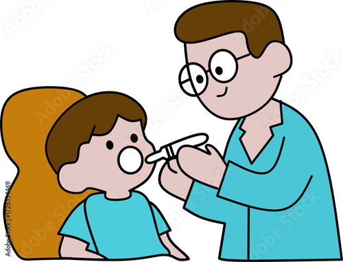 doctor examining child flat vector illustration