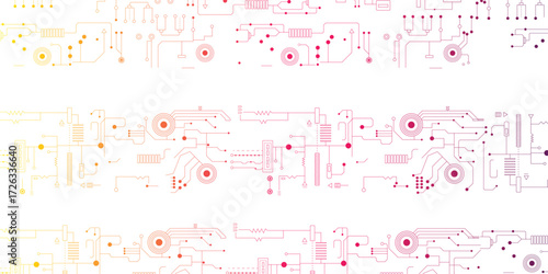 Pink circuit wallpaper. Printed Circuit Board Seamless Background with Pattern in Swatches. Vector art