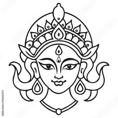 A vector portrait of a fashionable woman with a flower in her hair wearing a mask, featuring a beautiful black and white drawing style