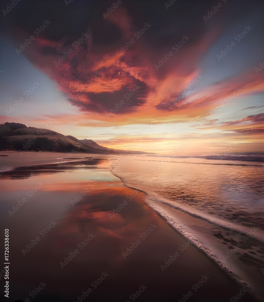 Fototapeta premium sunset over the sea, Generative AI