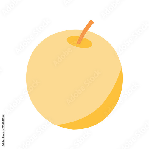 Illustration of a round asian pear, symbolizing freshness and healthy eating isolated on white backgroundWeb
