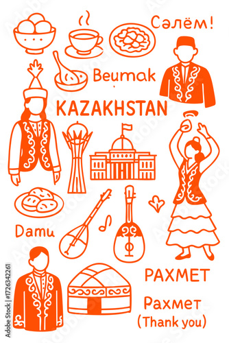 Culture Illustration Set – Traditional People, Music, Dance, Food, and Symbols