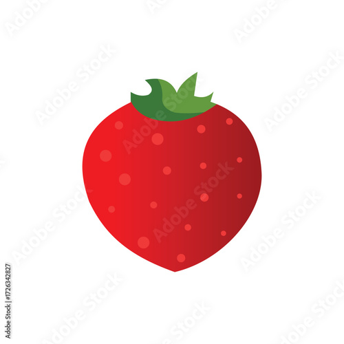 Illustration of a ripe strawberry with seeds, isolated on white background, showcasing its sweetness and vibrant red color
