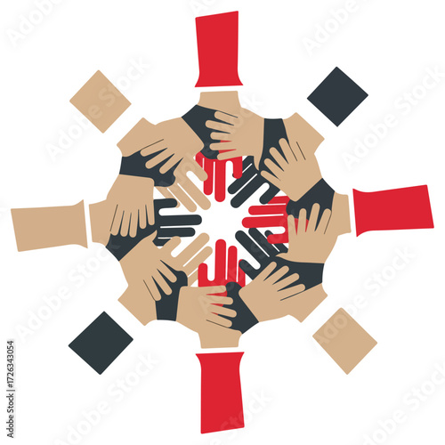 Hands United in Colorful Graphic Circle