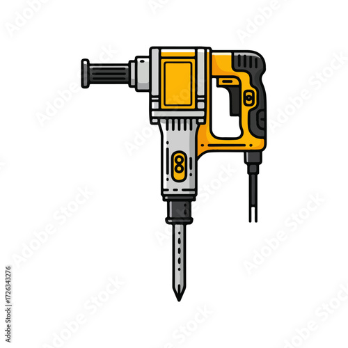 Jackhammer Vector Illustration With Yellow and Grey