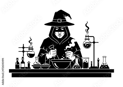 Mysterious Alchemist's Potion Creation