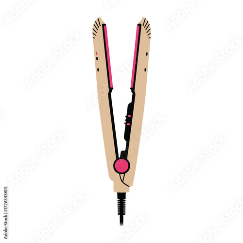 Simple Flat Style Hair Straightener Illustration