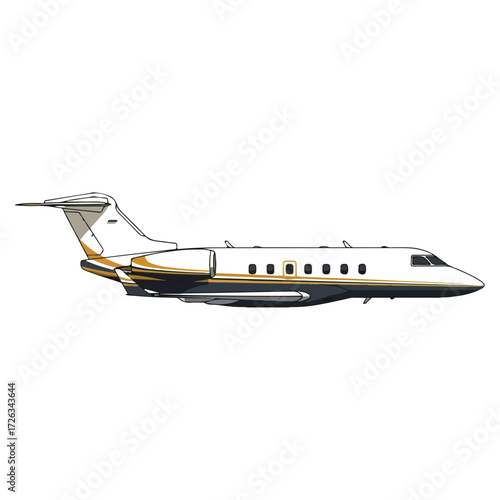 Sleek Private Jet Illustration on White Background