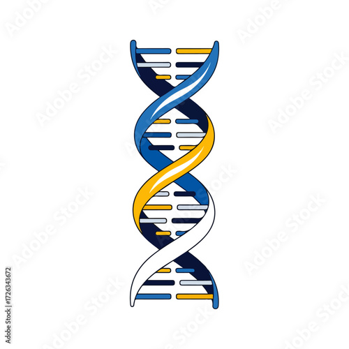 Stylized Colorful Dna Helix Strand Graphic