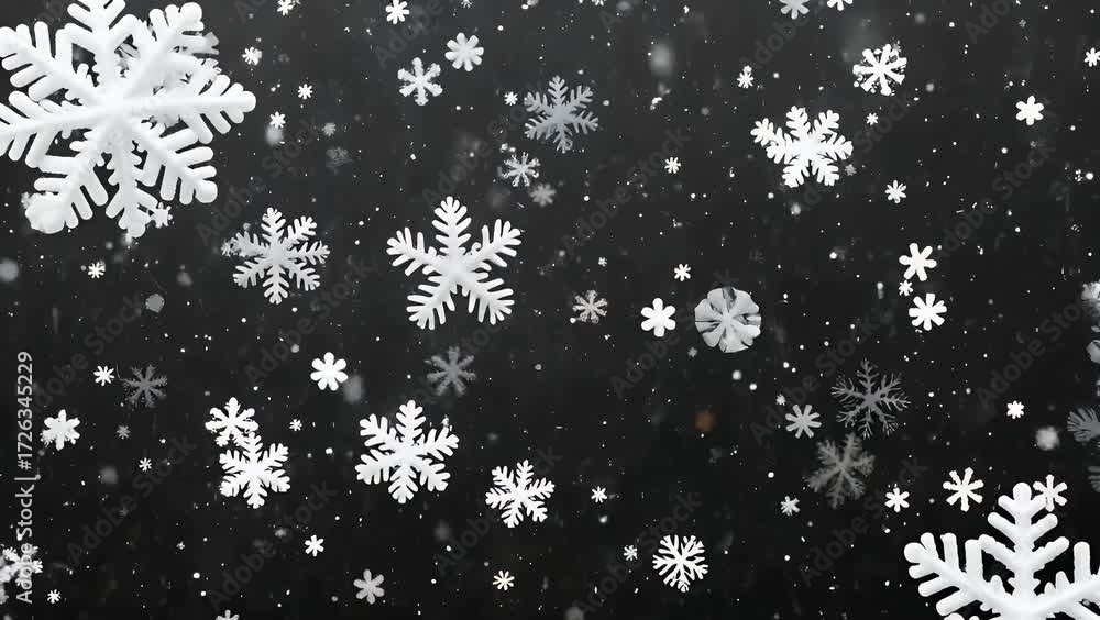 Snowflake Loop Realistic Seamless Loop Animation of Falling Snowflakes Isolated on ...