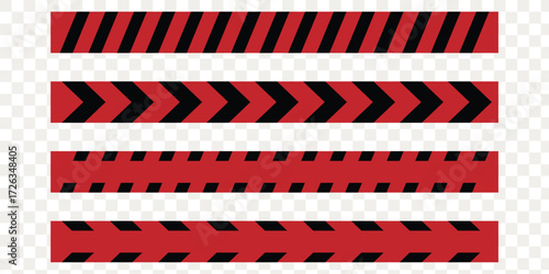 Warning vector ribbons. Attention sign, warning sign, caution sign, danger sign. Exclamation mark. Diagonal striped caution tape vector illustration for construction barriers, crime scene borders.