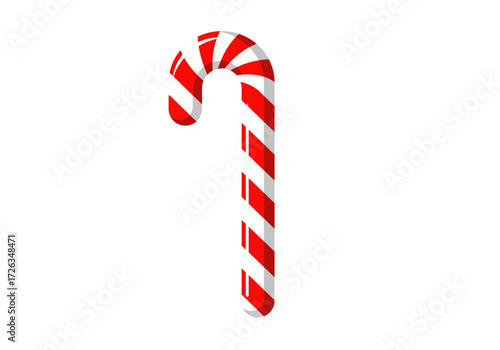 Classic Candy Cane Christmas Sweet Treat on White Background
