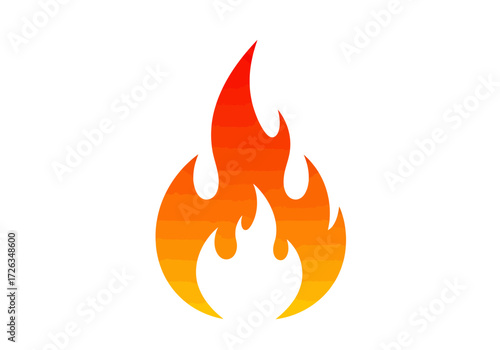Stylized red and orange fire flame icon graphic design