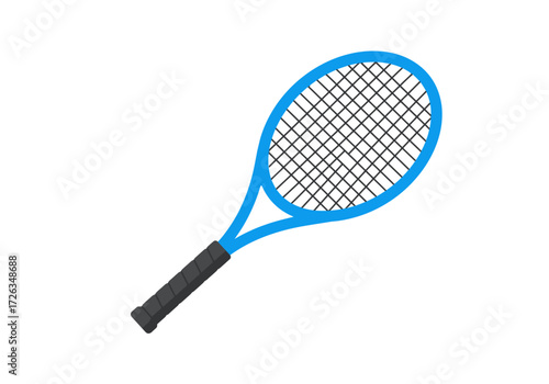 Vibrant Blue Tennis Racket Isolated on White Background