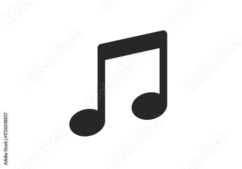 Simple black musical note icon, symbol of melody and song