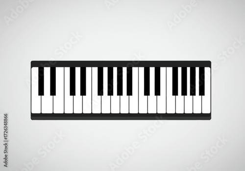 Classic black and white piano keys in a simple graphic