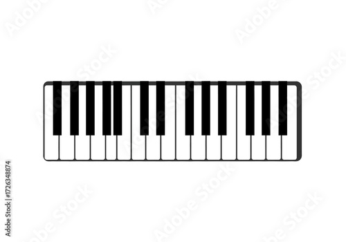 Elegant graphic illustration depicting a classic piano keyboard