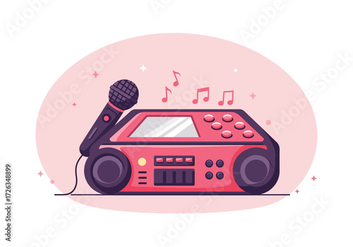 Karaoke player with microphone for singing entertainment