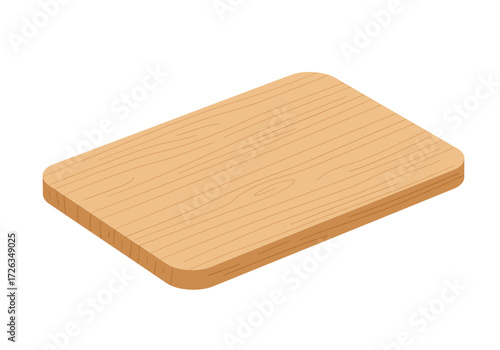 Wooden Cutting Board Isolated on White Background, Kitchen Tool