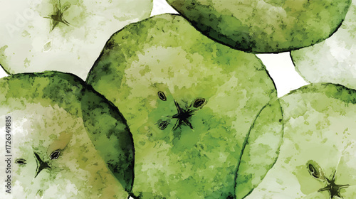 Watercolor green apple slices