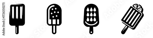 Modern Minimalist Paleta Icon, Flat Silhouette of a Frozen Ice Pop Vector for Summer Dessert Illustration Design