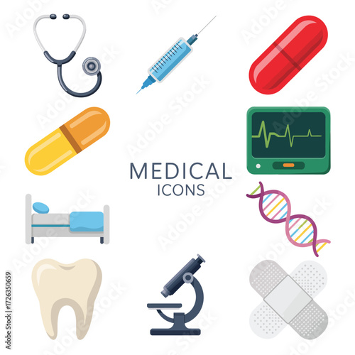 Set of 10 detailed medical vector icons scalable illustration eps graphic elements for healthcare design vector