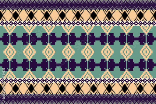 Transform classic embroidery into modern pixel style with this pixel art fabric, traditional embroidery motifs