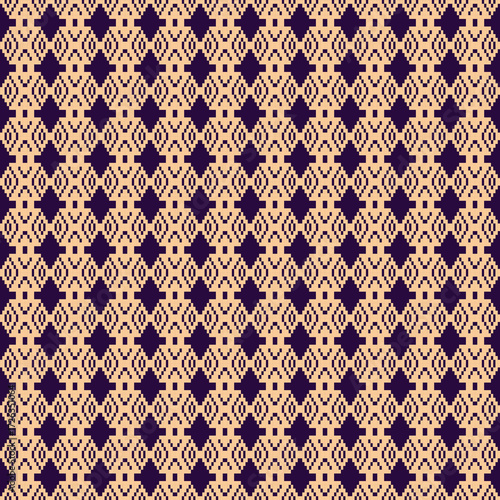 Transform classic embroidery into modern pixel style with this pixel art fabric, traditional embroidery motifs