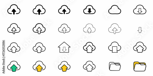 Dynamic cloud icons for upload download data transfer and file management solutions