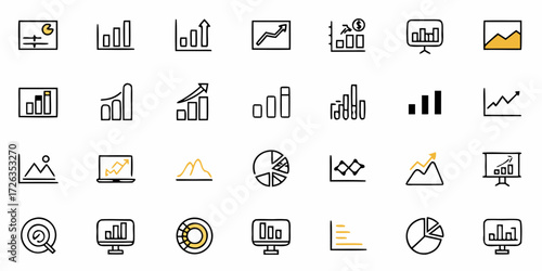 Diverse collection of modern business growth charts and financial analysis icons for impactful presentations