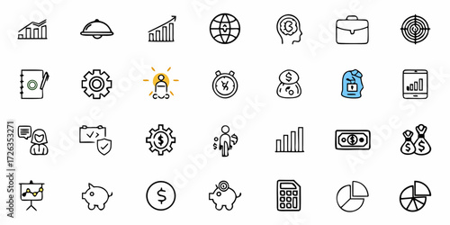 Elevate your business strategy with this modern icon set, perfect for presentations and financial reports, boost your company