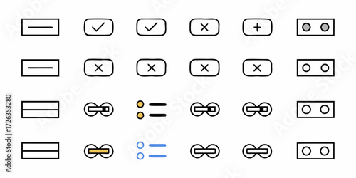 Modern icon set featuring essential symbols for digital interfaces and user experience design
