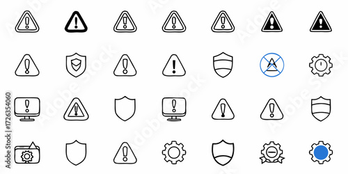 Essential warning and security icons alert users to potential issues and protect data