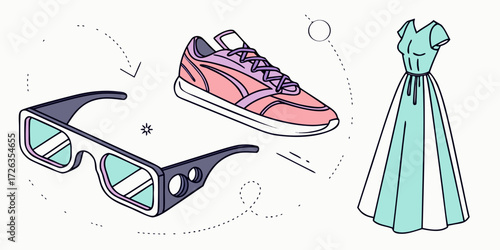 Modern style icons featuring chic dress, trendy sneakers, and cool glasses for fashion inspiration