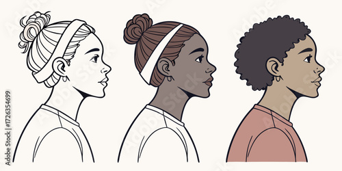 Diverse women's profiles showcase unity and individuality in a modern, clean aesthetic