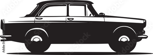 Vector art of silhouette of a vintage car, a classic automotive icon
