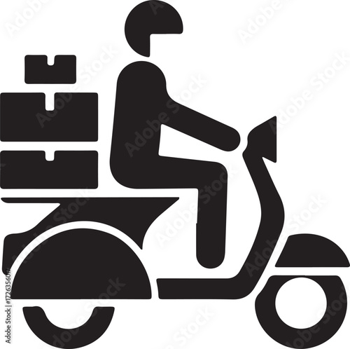Vector art of delivery man riding scooter with boxes
