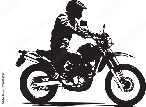 Vector art of silhouette of a motorcyclist riding a dirt bike
