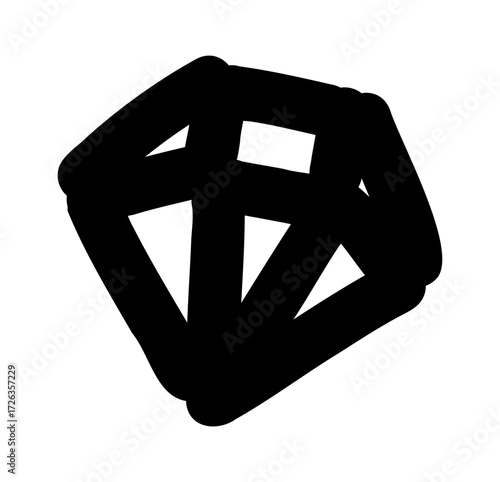 Hand-drawn doodle diamond icon simple cute sketch gemstone luxury value precious jewel isolated on white background for design and decoration.