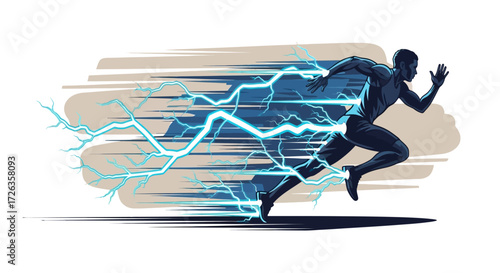 Superhuman Speed Runner with Lightning Trail Illustration