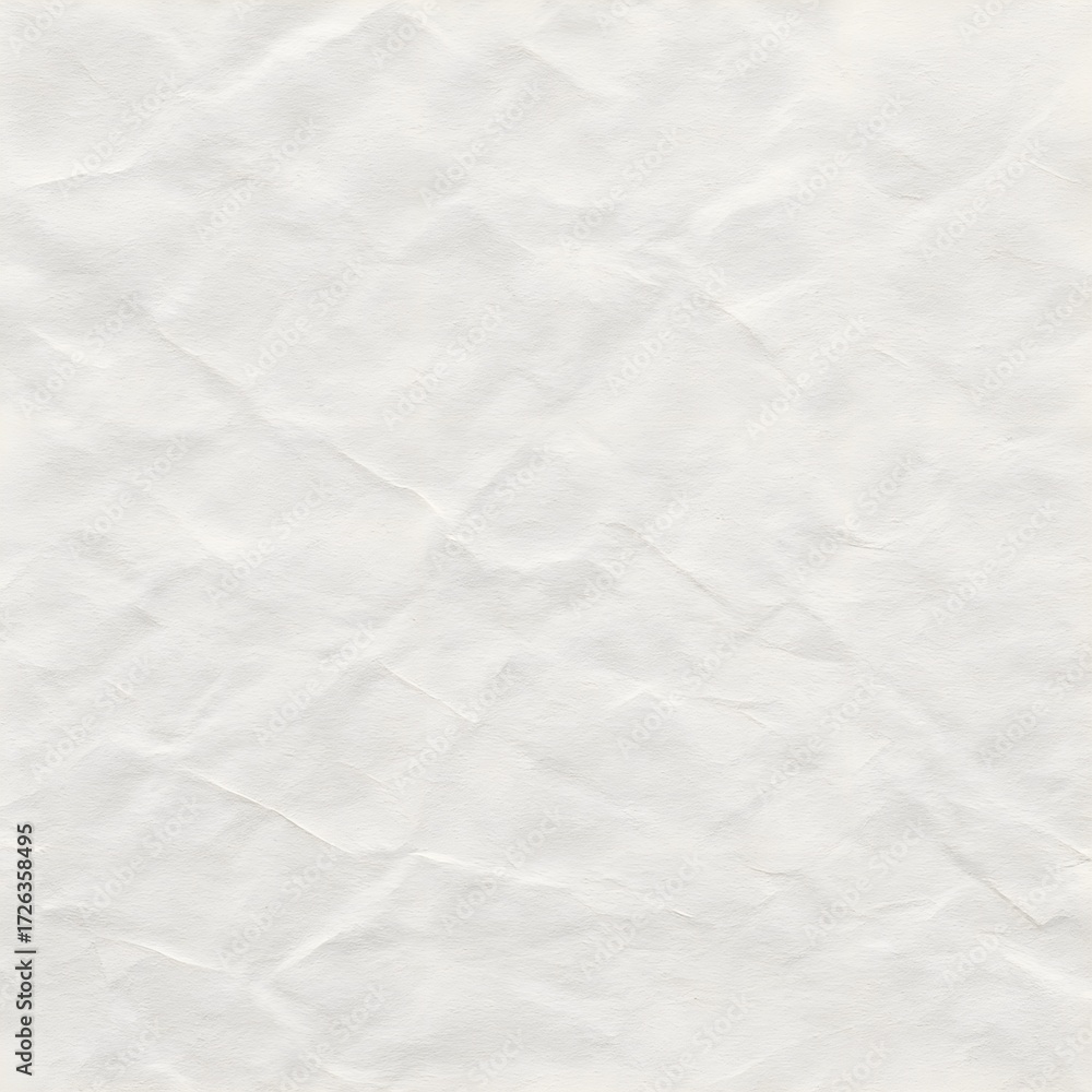 Fototapeta premium Crumpled White Paper Texture Background – Subtle Wrinkled Folded Sheet Surface